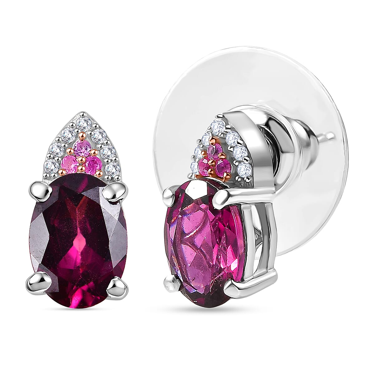 D'Joy Radiant Ember Garnet and Multi Gemstone 2.10 ctw Infinity Earrings in Rhodium Over Sterling Silver