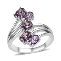 EverTrue Simulated Amethyst Color Diamond 5 Stone Ring in Stainless Steel (Size 10.0) 3.65 ctw