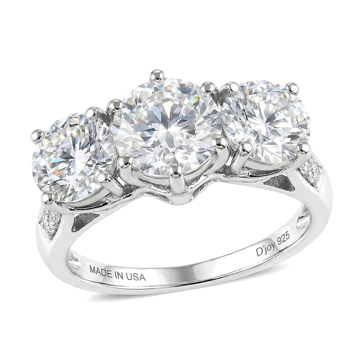 D'Joy Moissanite 2.90 ctw Ring in Platinum Over Sterling Silver