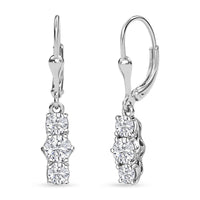 D'Joy Moissanite 1.90 ctw Trinity Earrings in Platinum Over Sterling Silver