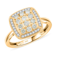 Natural Yellow and White Diamond Ring in 14K YG Over Sterling Silver (Size 5.0) 0.50 ctw