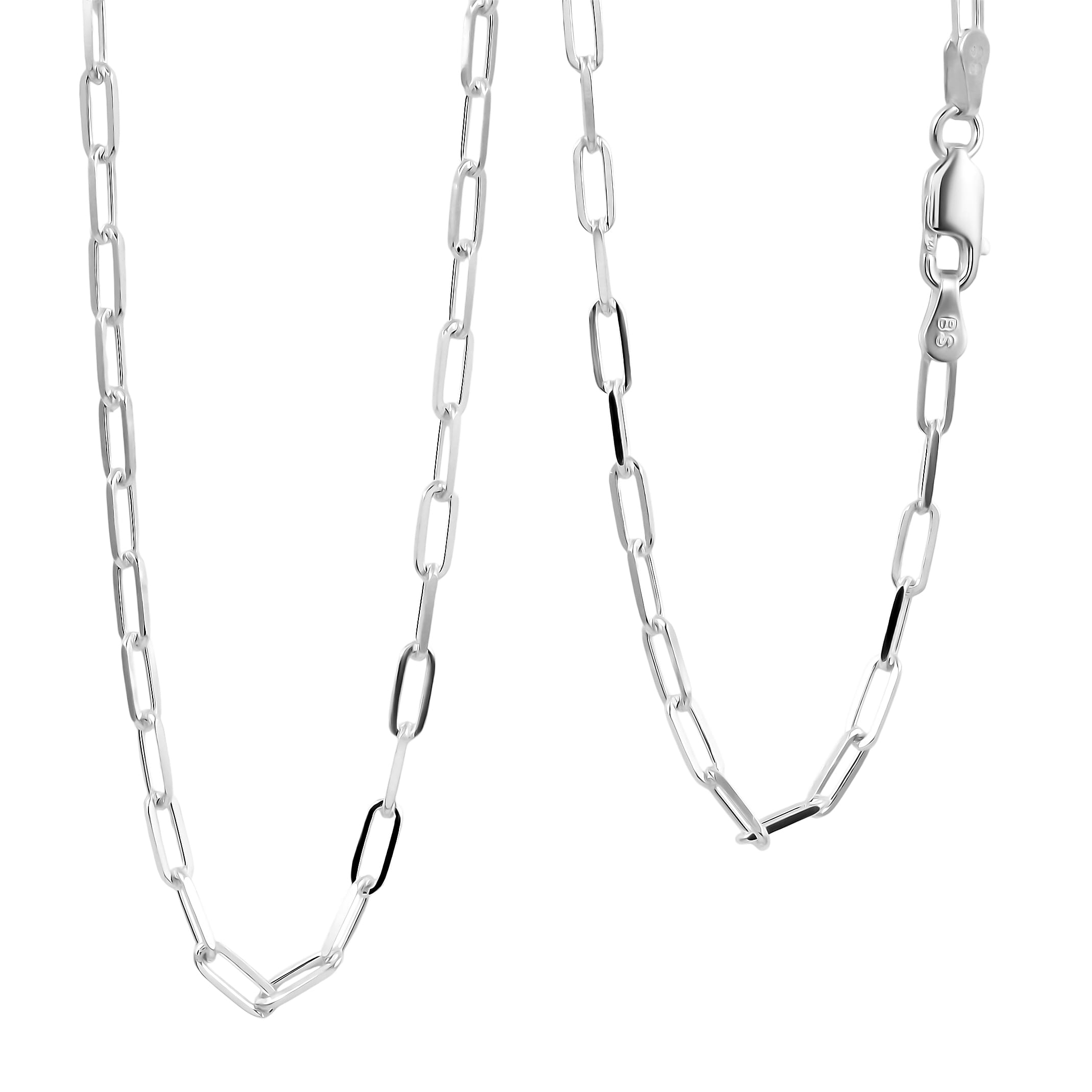 Italian Sterling Silver Paper Clip Chain Necklace (18 Inches) (5.6 Grams)