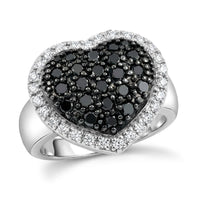 Black Diamond (IR), White Diamond Ring in Sterling Silver (Size 10.0) 1.00 ctw