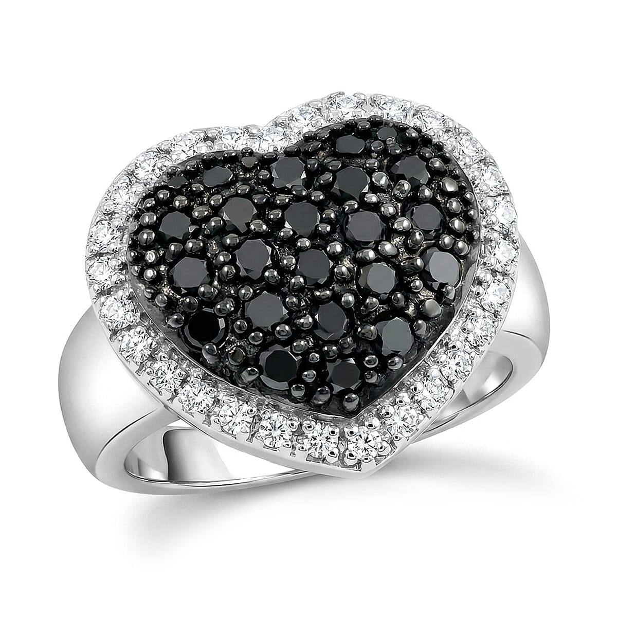 Black Diamond (IR), White Diamond Ring in Sterling Silver (Size 10.0) 1.00 ctw (1)