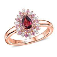 D'Joy Premium Malawi Magenta Garnet, Multi Gemstone Ring in 18K Vermeil RG Over Sterling Silver (Size 10.0) 1.00 ctw