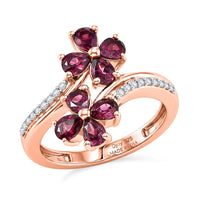 D'Joy Premium Malawi Magenta Garnet, Moissanite Ring in 18K Vermeil RG Over Sterling Silver (Size 10.0) 1.70 ctw