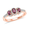D'Joy Premium Malawi Magenta Garnet, Moissanite Ring in 18K Vermeil RG Over Sterling Silver (Size 9.0) 1.00 ctw - Sticky add to cart bar