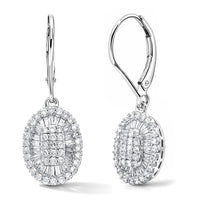 D'Joy Diamond Cocktail Cluster Earrings in Rhodium Over Sterling Silver 1.00 ctw