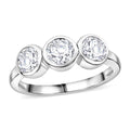 D'Joy Moissanite (Rnd 5mm) Trinity Ring in Platinum Over Sterling Silver (Size 10.0) 1.40 ctw - Sticky add to cart bar
