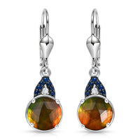 D'Joy Sleeping Beauty Turquoise, Multi Gemstone Lever Back Earrings in Rhodium Over Sterling Silver 4.15 ctw