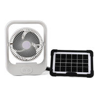 Livmore White USB Rechargeable Fan with 6V4W Solar Panel (9.44"x4.13"x12.21")