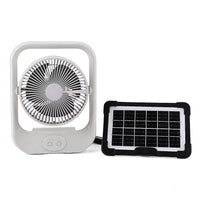 Livmore White USB Rechargeable Fan with 6V4W Solar Panel (9.44"x4.13"x12.21")