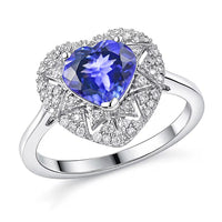 GP 10K White Gold Premium Tanzanite, Diamond (I2) (0.29 cts) Ring (Size 6.0) 2.10 ctw
