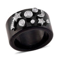 D'Joy Black Jade, Moissanite Moon Star Ring in Rhodium Over Sterling Silver (Size 10.0) 33.80 ctw - Sticky add to cart bar