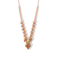 D'Joy Multi-Tourmaline 13.25 ctw Floral Harmony Necklace 18-20 Inches in 18K Vermeil Rose Gold Over Sterling Silver