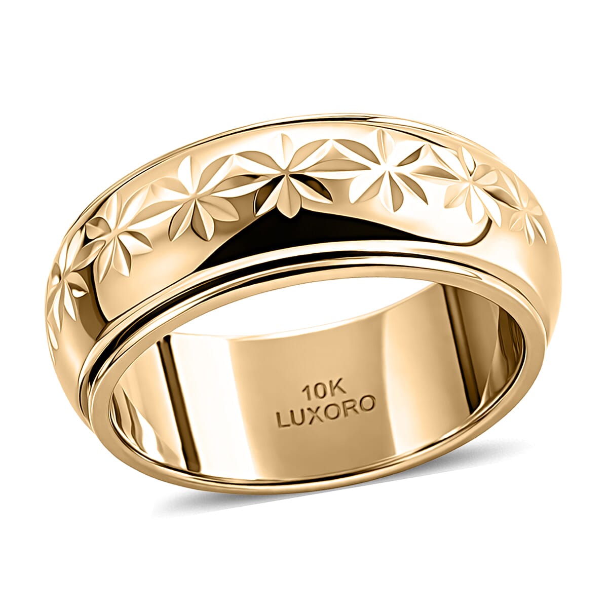 Luxoro 10K Yellow Gold Diamond-cut Spinner Band Ring (Size 10.0) (2.55 g)