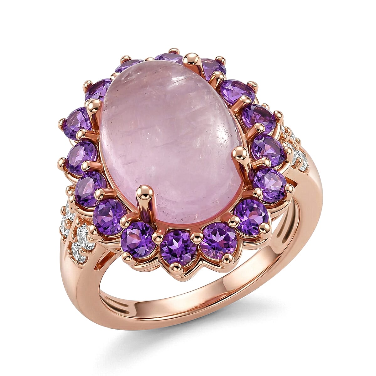 EverTrue Kunzite, Multi Gemstone Ring in 18K RG Plated (Size 10.0) 8.90 ctw