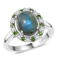 EverTrue Malagasy Labradorite, Multi Gemstone Ring in Platinum Bond (Size 10.0) 3.60 ctw - Sticky add to cart bar