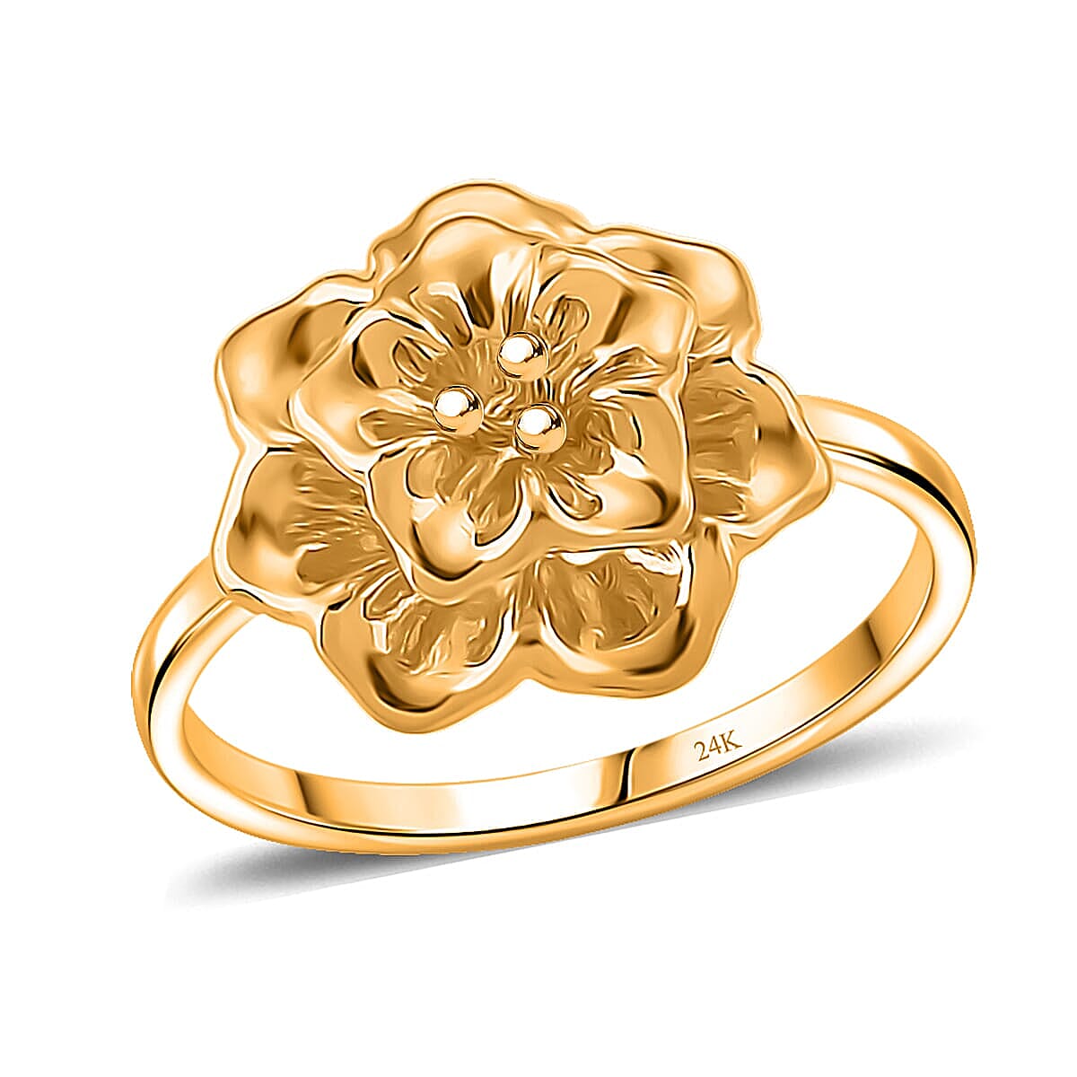 24K Yellow Gold Floral Ring 1 Grams  (Size 5.5)