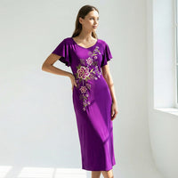 La Marey Purple Embroidered Dress - One Size Missy