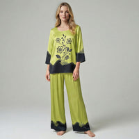 La Marey Green Floral Printed 2pcs Pant Set - One Size Missy