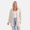 La Marey Black Long Knit Cardigan with Hood and Pockets - One Size Fits Most - Sticky add to cart bar