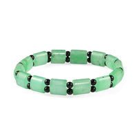 Green Aventurine and Thai Black Spinel Beaded Stretch Bracelet 98.00 ctw