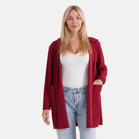 La Marey Black Long Knit Cardigan with Hood and Pockets - One Size Fits Most