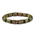 Green Aventurine and Thai Black Spinel Beaded Stretch Bracelet 98.00 ctw - Sticky add to cart bar