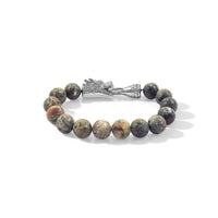 Natural Yooperlite 130.00 ctw Beaded Dragon Bracelet in Stainless Steel (7.50 In) with Free UV Flash Light