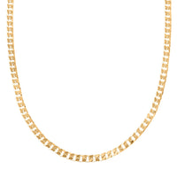 Italian 14K YG Over Sterling Silver Flat Curb Chain Necklace (18 Inches) (5.10 Grams)