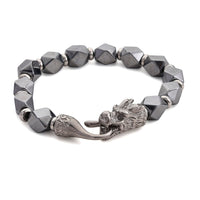 Terahertz Beaded Bracelet with Dragon Lock in Stainless Steel (7.50 In) 100.00 ctw