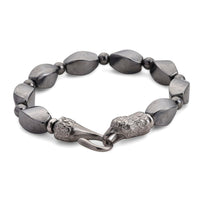 Terahertz Beaded Bracelet with Dragon Lock in Stainless Steel (7.50 In) 100.00 ctw