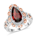 D'Joy Premium Mozambique Garnet, Moissanite Ring in 18K Vermeil RG and Rhodium Over Sterling Silver (Size 6.0) 3.60 ctw - Sticky add to cart bar