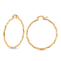 10K Yellow Gold Swirl Hoop Earrings (2.91 g)
