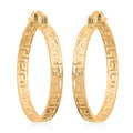 10K Yellow Gold Greek Key Hoop Earrings 3.32 Grams - Sticky add to cart bar