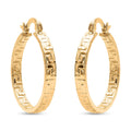 Small Greek Key Hoop Earrings in 10K Yellow Gold 2.35 Grams - Sticky add to cart bar