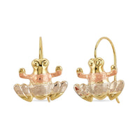 10K Yellow Gold Frog Earrings 0.82 Grams