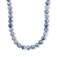 Blue Point Jasper Beaded Necklace in Sterling Silver 288.70 ctw (18 Inches)