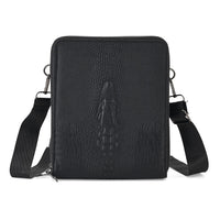La Marey Black Crocodile Faux Leather Men's Phone Bag (8.27"x6.69"x1.77")