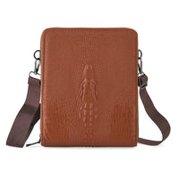 La Marey Black Crocodile Faux Leather Men's Phone Bag (8.27"x6.69"x1.77")