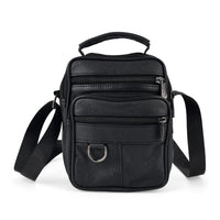 La Marey Black Lychee Pattern Cow Leather Crossbody Bag (5.90"x7.78"x3.15")