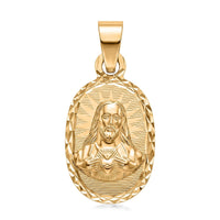 10K Yellow Gold Diamond-Cut Jesus Madallion Pendant without Chain 0.56 Grams