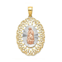 10K Yellow Gold Diamond-Cut Our Lady of Guadalupe Madallion Pendant without Chain 1.7 Grams