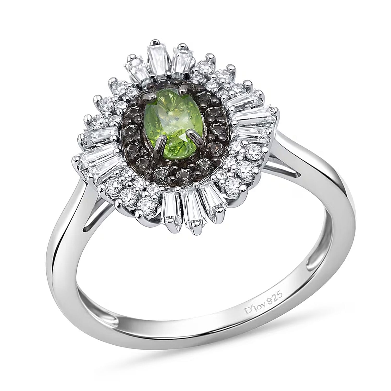 D'Joy Premium Ambanja Demantoid Garnet, Multi Gemstone Ring in Rhodium Over Sterling Silver (Size 10.0) 1.50 ctw