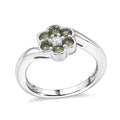 Ambanja Demantoid Garnet, Luxuriant Lab Grown Diamond (G-H, SI) Ring in Rhodium Over Sterling Silver (Size 10.0) 0.85 ctw - Sticky add to cart bar