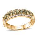 D'Joy Premium Ambanja Demantoid Garnet, White Zircon Woodland Spark Band Ring in 18K Vermeil YG Over Sterling Silver (Size 10.0) 0.90 ctw - Sticky add to cart bar