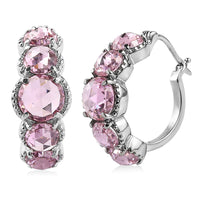 EverTrue Simulated Pink Diamond Earrings in Stainless Steel 15.35 ctw
