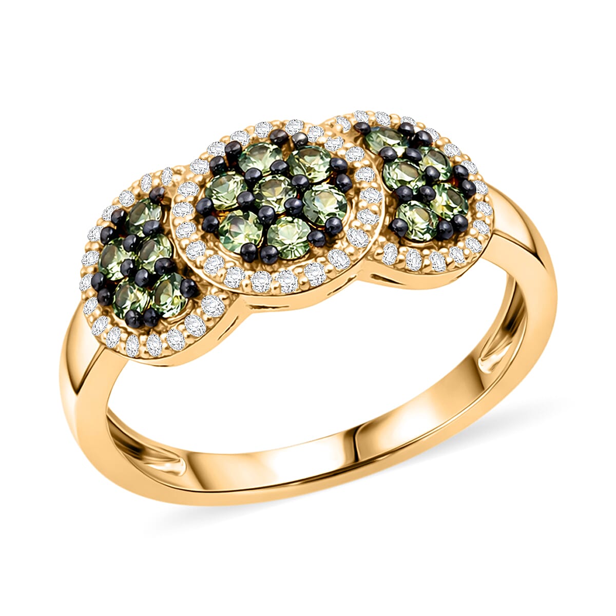 D'Joy Premium Ambanja Demantoid Garnet, Moissanite Ring