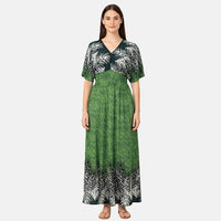 La Marey Green Smocked Waist Kaftan Sleeve Maxi Dress - One Size Plus